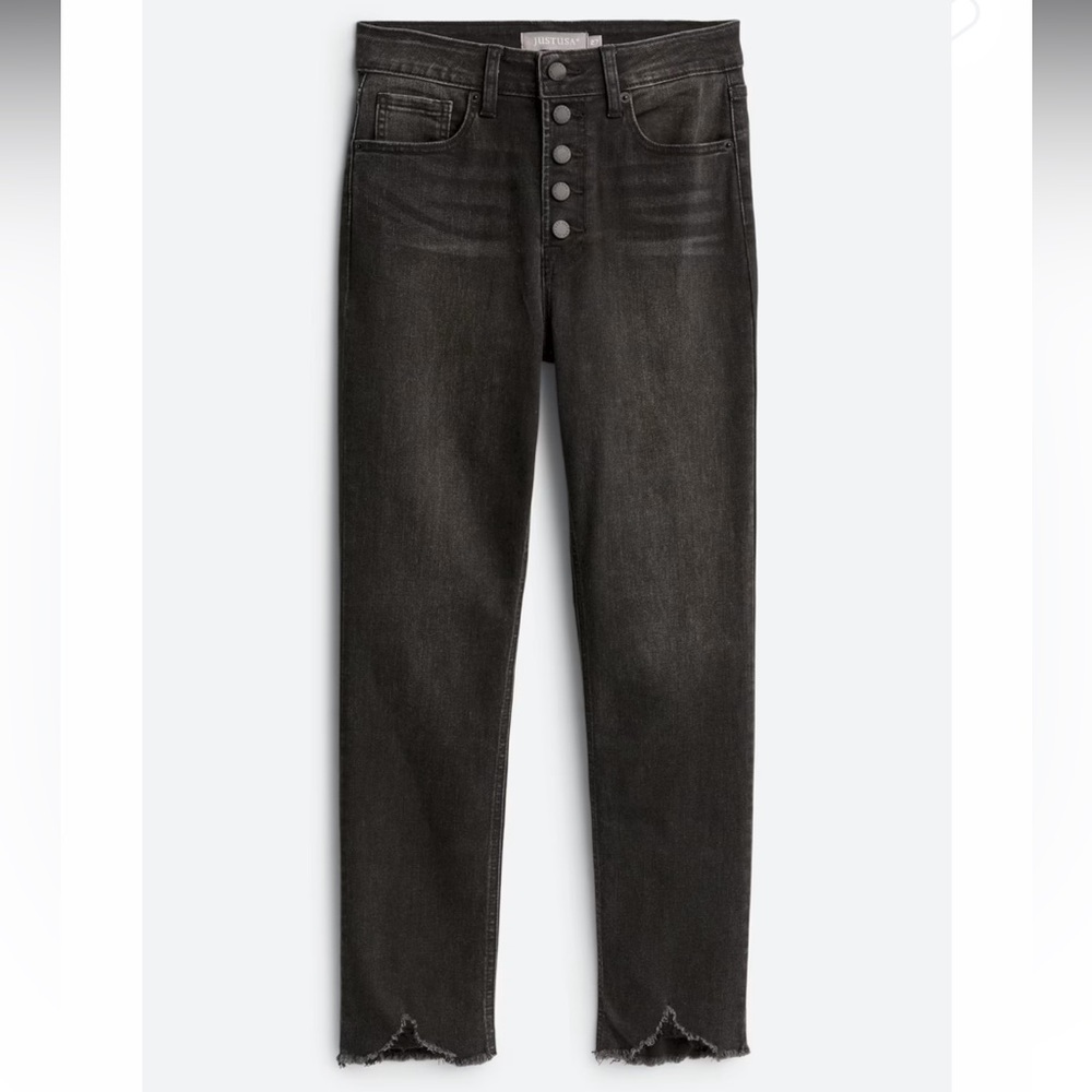 Black Slim Straight Button Front Jeans Petite 6P